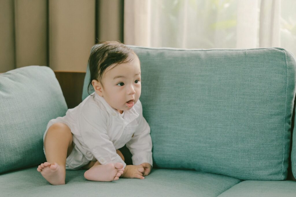 Parent using baby monitor